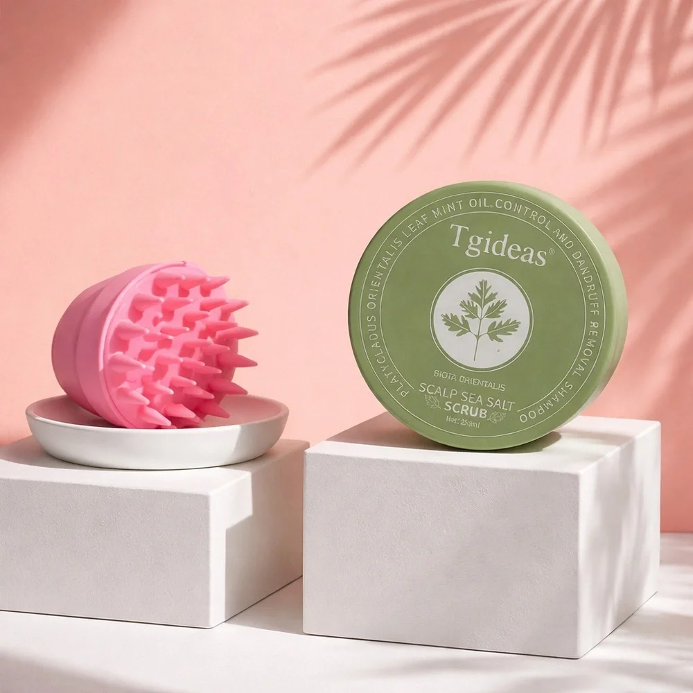 Tgideas Scalp Sea Salt Scrub‎ Oil Control and Dandruff Remover + scalp massager